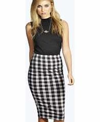 boohoo Grey Check Midi Skirt - grey azz12182