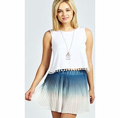boohoo Halle Dip Dye Pleated Mini Skirt - blue azz26326