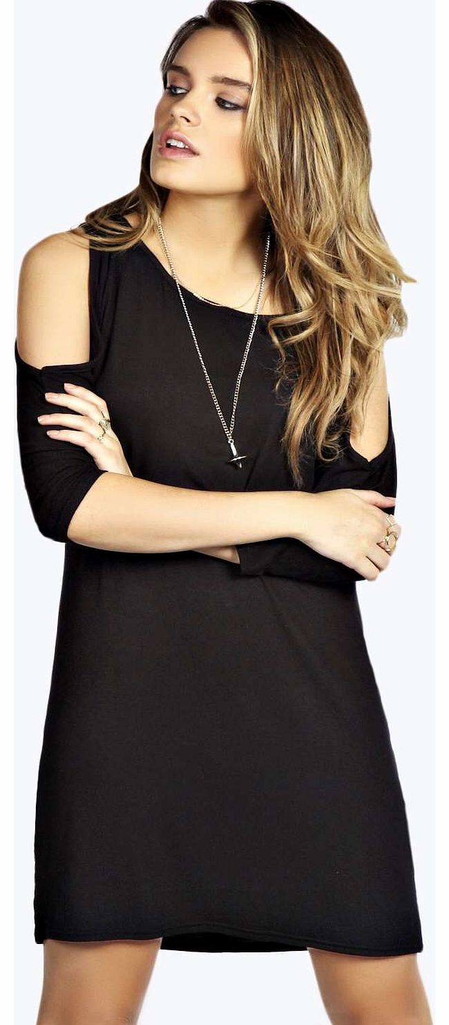 boohoo Hallie Slash Neck Open Shoulder Column Dress -