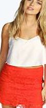 boohoo Hana All Over Crochet Mini Skirt - orange azz07189