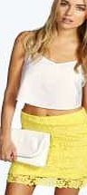 boohoo Hana All Over Crochet Mini Skirt - yellow azz07189