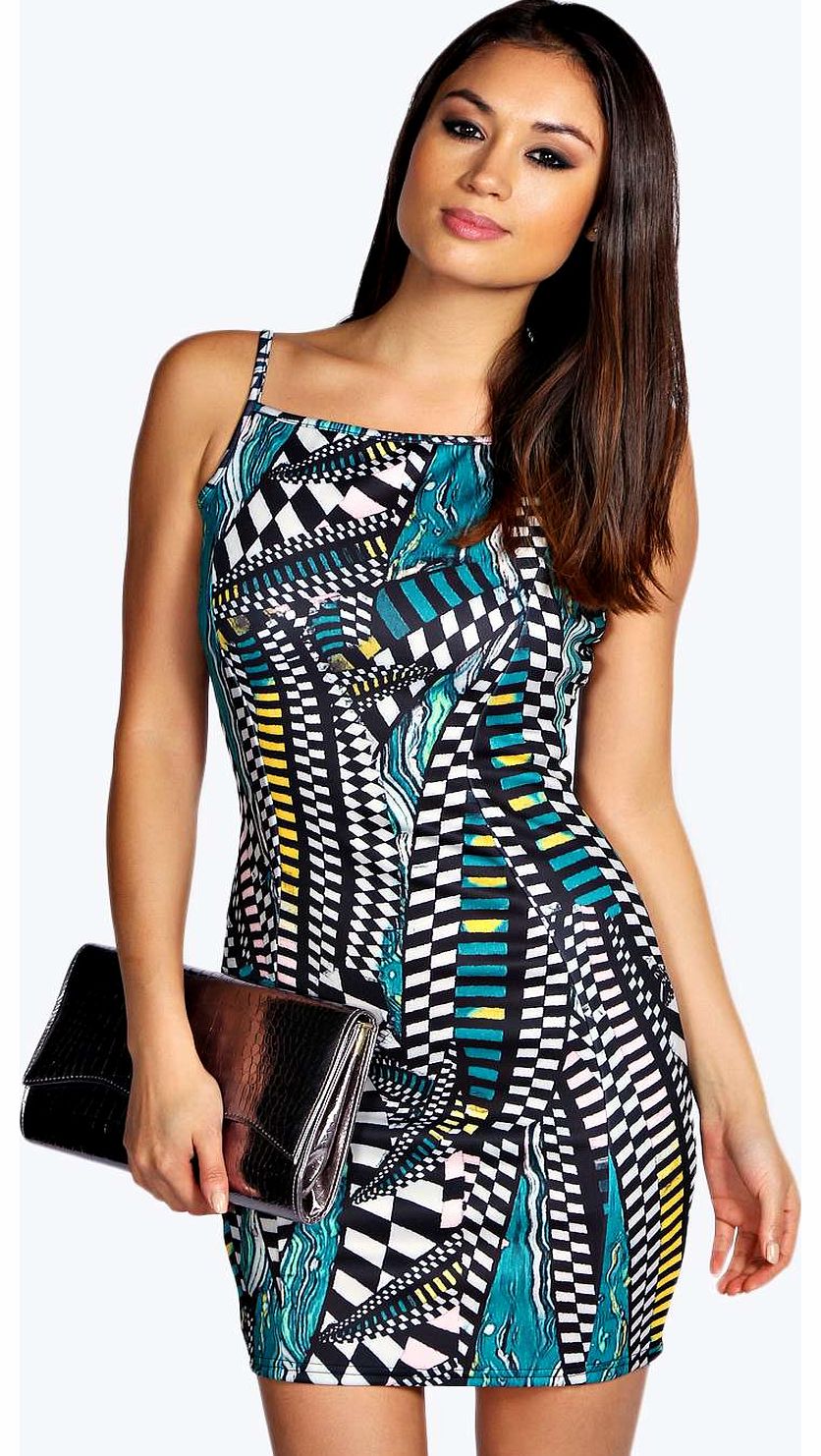 Hannah Printed Bodycon Dress - multi azz17593