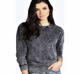 boohoo Hannah Snow Wash Sweatshirt - charcoal azz19933