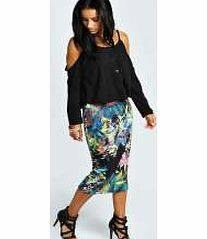 boohoo Harper Tropical Print Midi Skirt - multi azz26339
