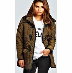 Harriet Quilted Duffle Coat - khaki azz47412