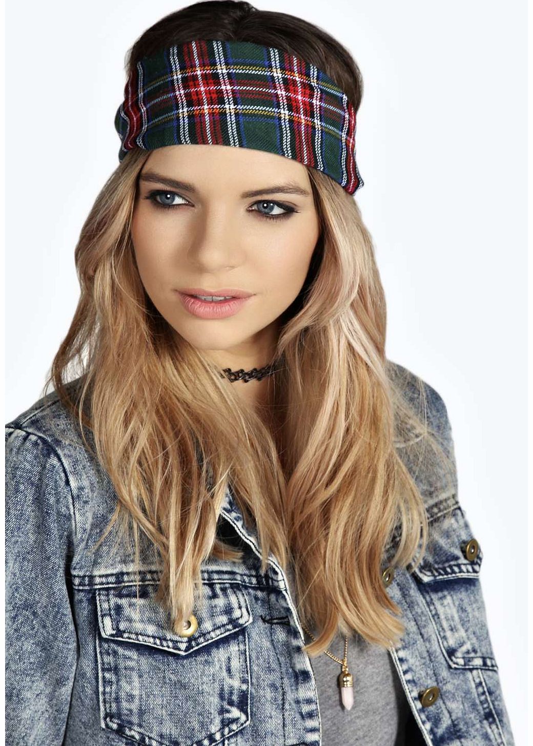 Harriet Tartan Headband - green azz14519