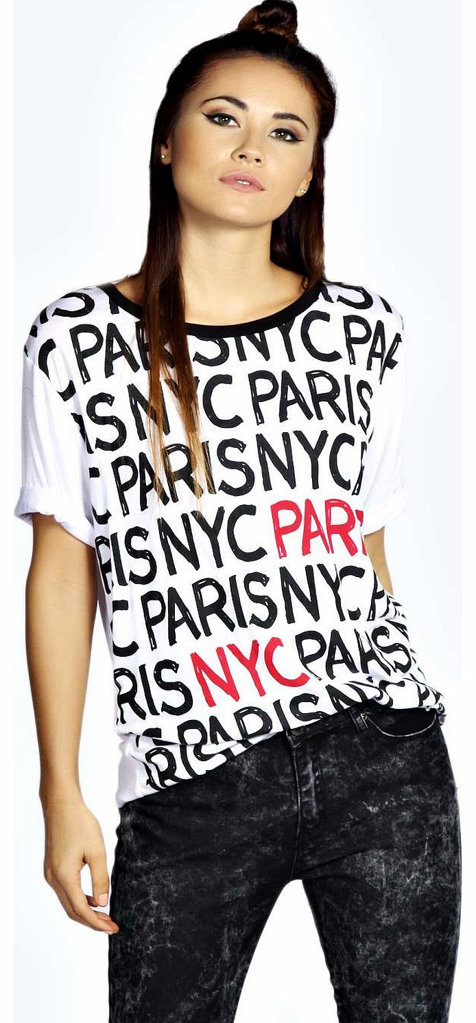 boohoo Heidi Graffiti Print Slogan Tee - white azz18725