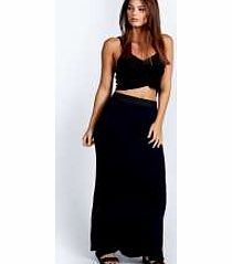 boohoo Helena Jersey Maxi Skirt - navy azz36025
