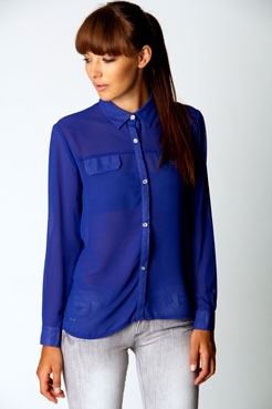 boohoo Hetty Chiffon Long Sleeve Blouse Female