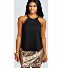 boohoo High Neck Strap Top - black azz28723