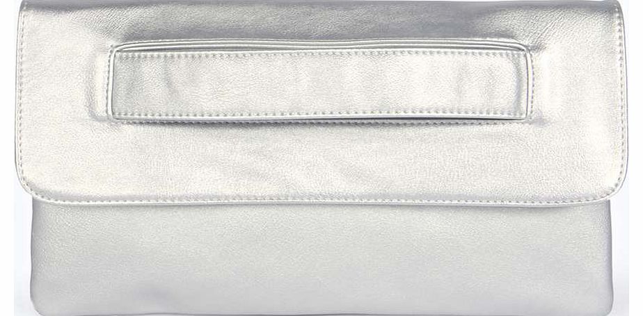 boohoo Hollie Metallic Handstrap Clutch - silver azz18315