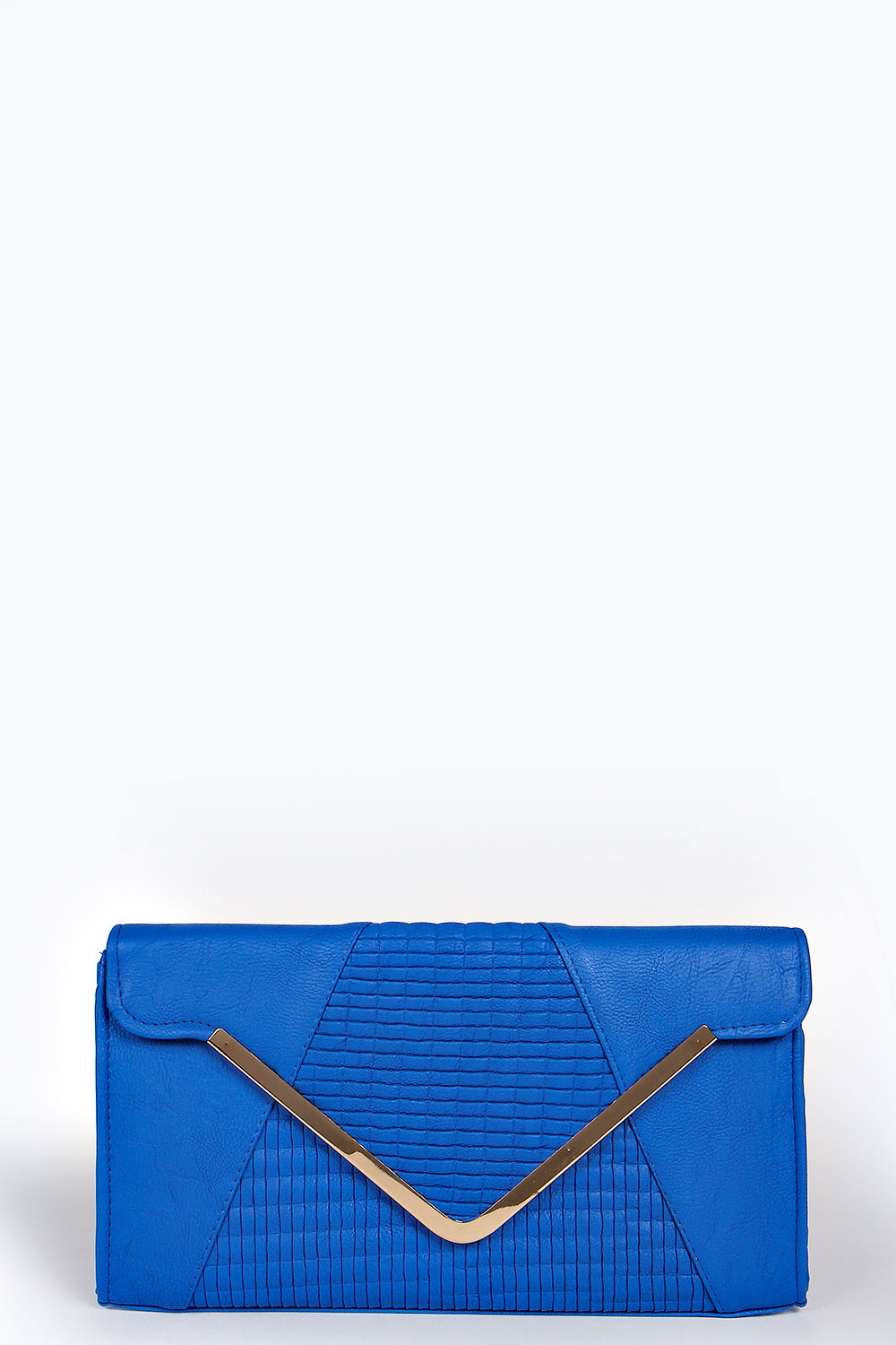 boohoo Holly Metal Trim Panelled Clutch - cobalt