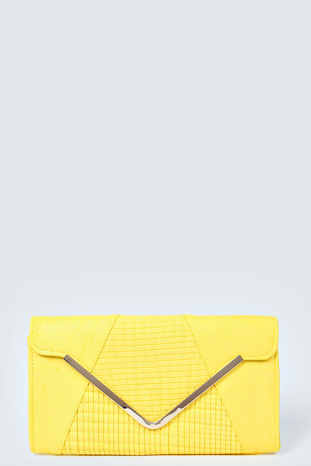 boohoo Holly Metal Trim Panelled Clutch - lime