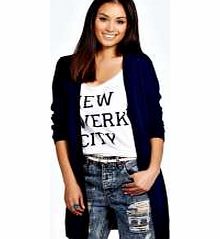 boohoo Holly Pointelle Fine Gauge Cardigan - navy