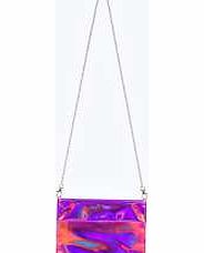 boohoo Holographic Fold Over Clutch Bag - pink azz11447