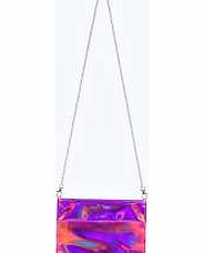 Holographic Fold Over Clutch Bag - pink azz11447