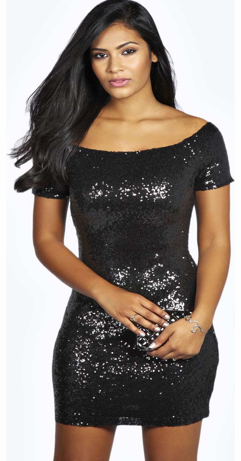 Imogen Off The Shoulder Sexy Sequin Bodycon Mini