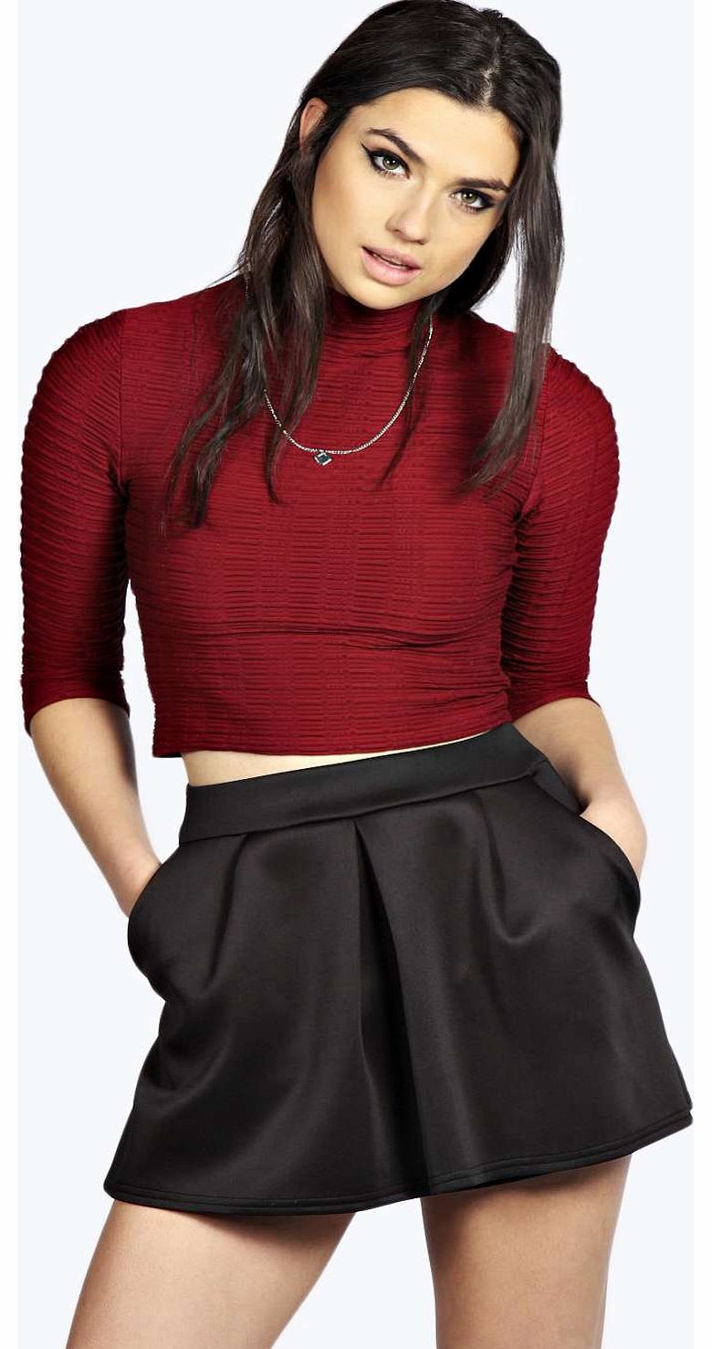 boohoo Imogen Ribbed Fabric 1/2 Sleeve Roll Neck Top -