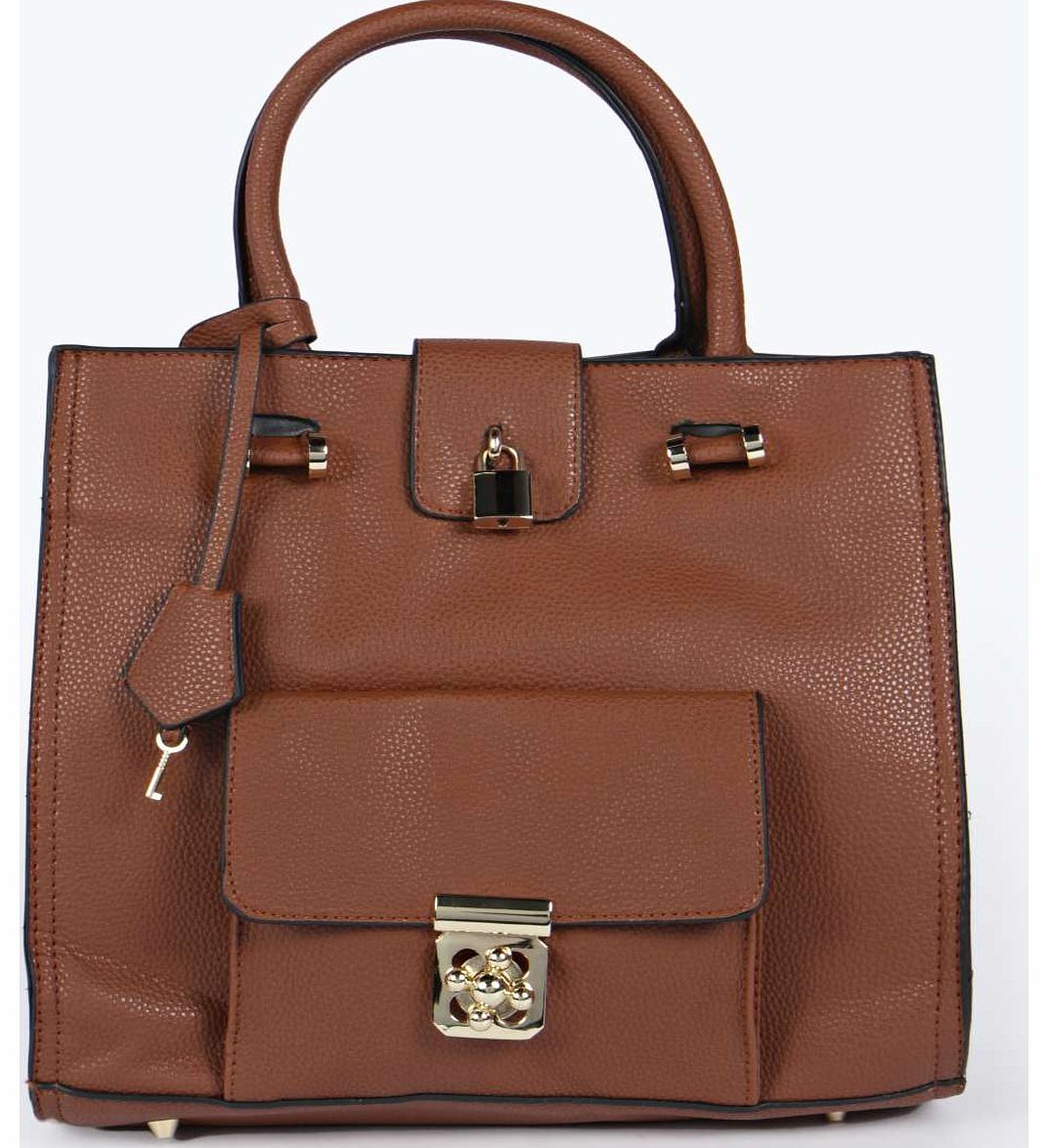 boohoo Indi Pocket Front Shopper Day Bag - tan azz18312