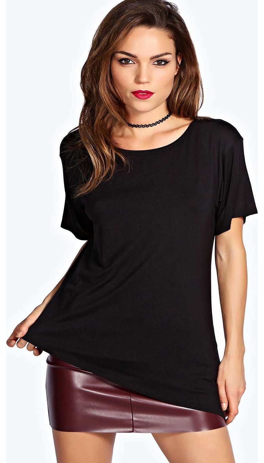 boohoo India Asymmetric Oversized Tee - black azz18349