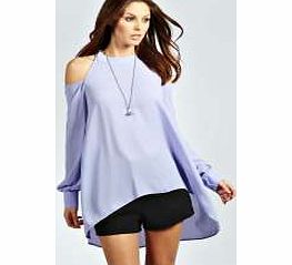 Isabelle Cut Out Shoulder Dipper Back Blouse -