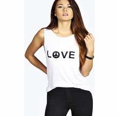 boohoo Isla Drop Arm Open Back Love Vest - white azz20315