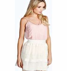boohoo Isla Mesh Panelled Skater Skirt - cream azz24914