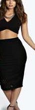 boohoo Jacquard Cut Out Hem Skirt - black azz02144