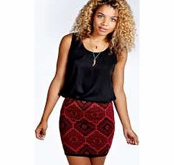boohoo Jacquard Mini Skirt - berry azz23617