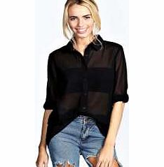 boohoo Jada Button Through Oversized Chiffon Shirt -