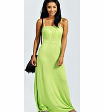 boohoo Jade Strappy Full Skirt Maxi Dress - lime azz27423