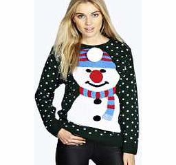 boohoo Jaimie Snowman Pom Pom Jumper - bottle azz23887