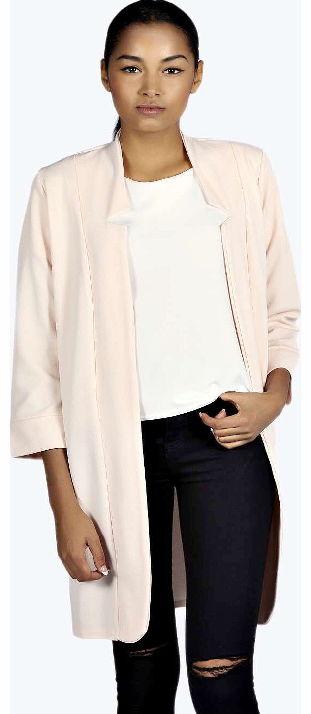 boohoo Jane Notch Neck Duster - blush azz18658