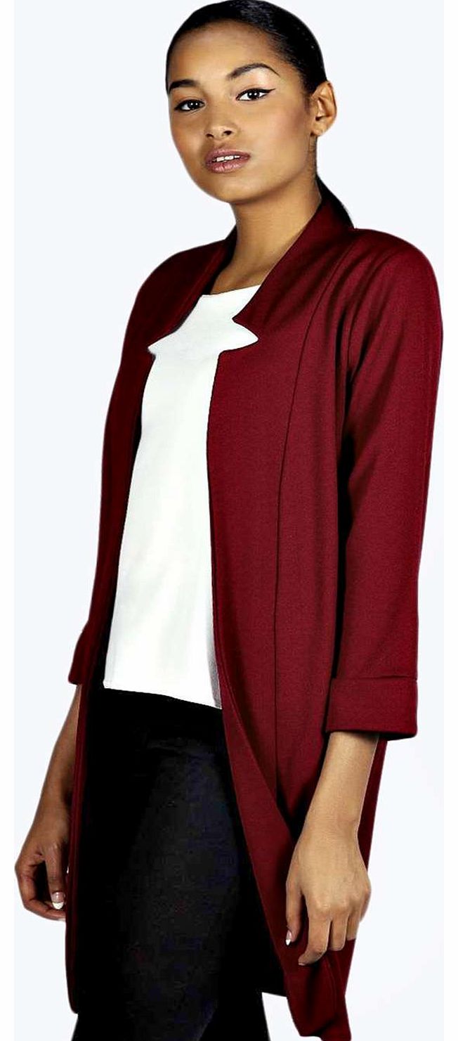 boohoo Jane Notch Neck Duster - wine azz18658