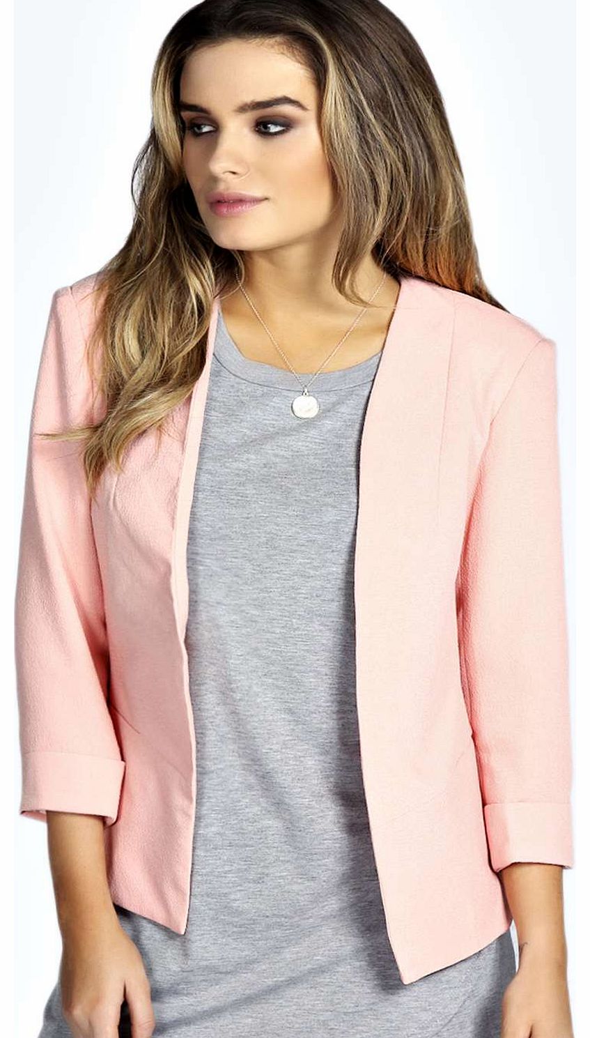 boohoo Jasmine Turn Up Cuff Blazer - blush azz18657
