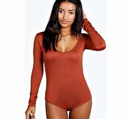 Jennie Long Sleeve V Neck Bodysuit - rust azz46271