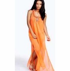 Jennifer Embellished Chiffon Maxi Dress - orange