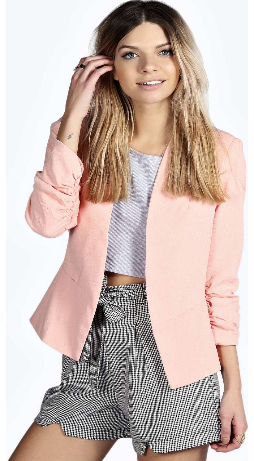 Jenny Ruched Sleeve Blazer - blush azz18655