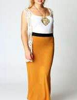 boohoo Jersey Contrast Waistband Maxi Skirt - mustard