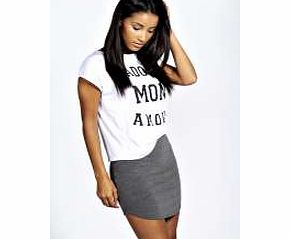 boohoo Jersey Curved Hem Mini Skirt - charcoal azz20484