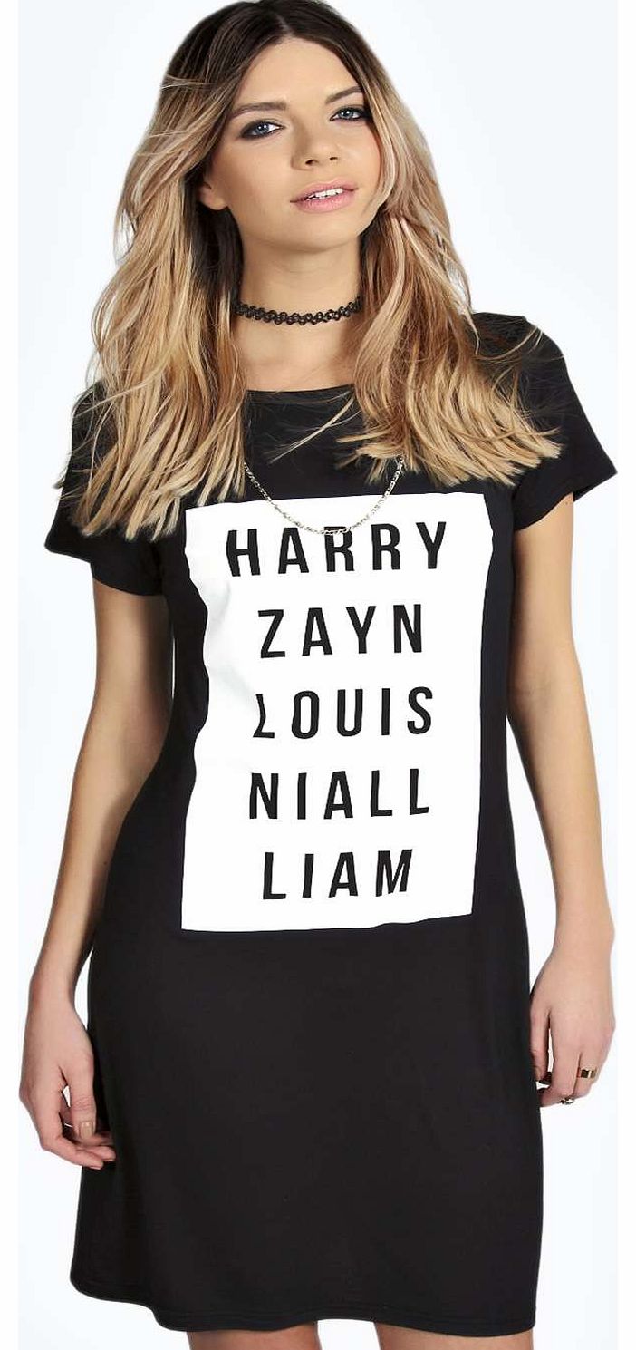 Jessica Boyband Slogan T-Shirt Dress - black