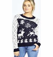 boohoo Jessie Reindeer Jumper - navy azz23337