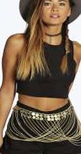 boohoo Josie Dropped Coin Belt - gold azz11182