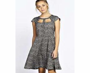 boohoo Julia Capped Sleeve Paisley Print Dress - multi