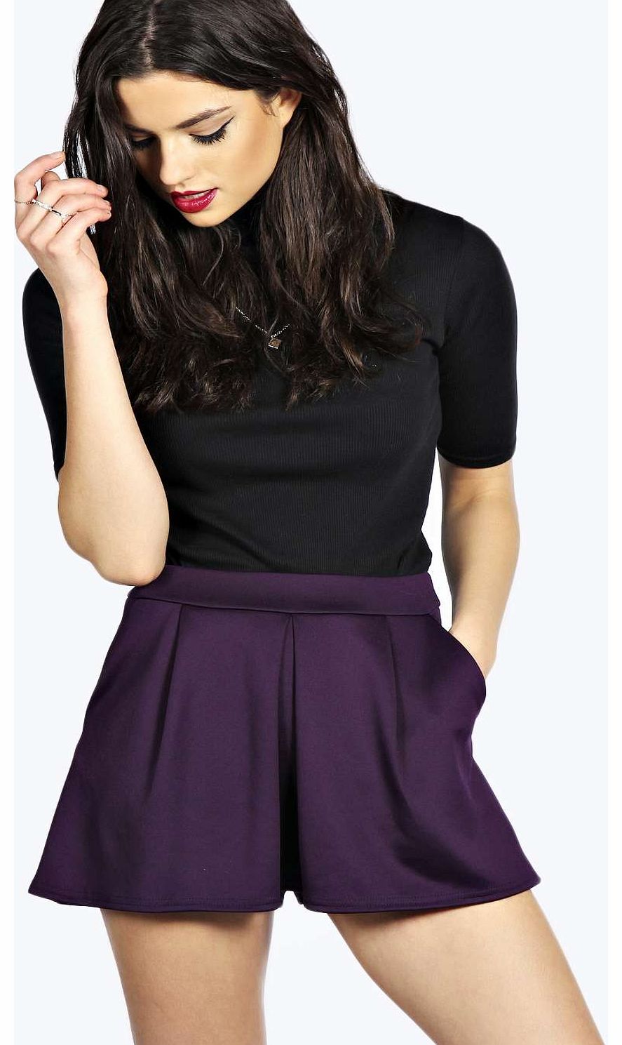 boohoo Justina Pleated Front Skort - plum azz16896