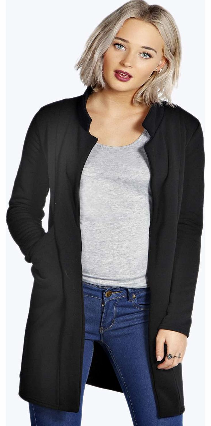boohoo Jya Fleece Lined Duster Coat - black azz17427