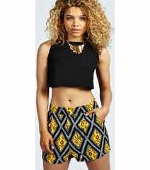 Kaira High Waisted Animal Print Shorts - black