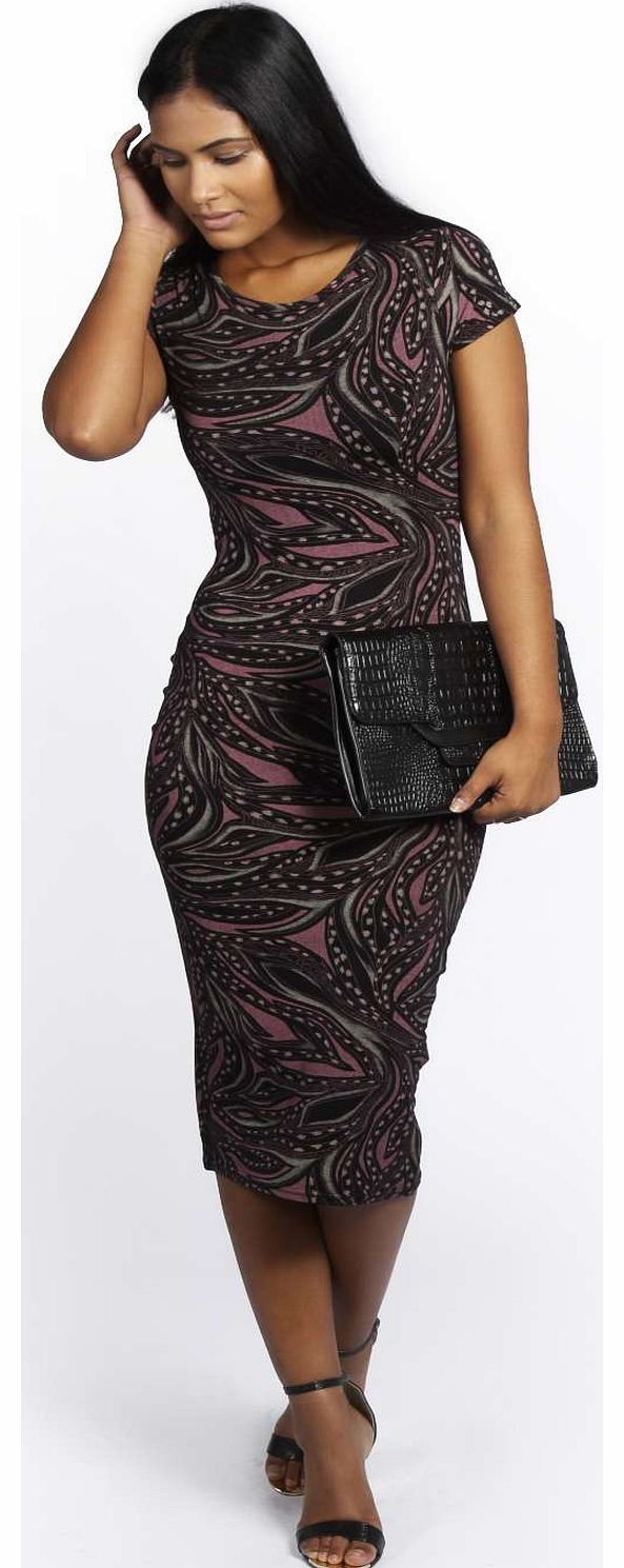 boohoo Kara Printed Cap Sleeve Midi Dress - multi