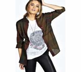 boohoo Kate Oversized Check Shirt - khaki azz20086