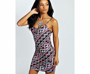 Kate Strappy Printed Bodycon Dress - purple